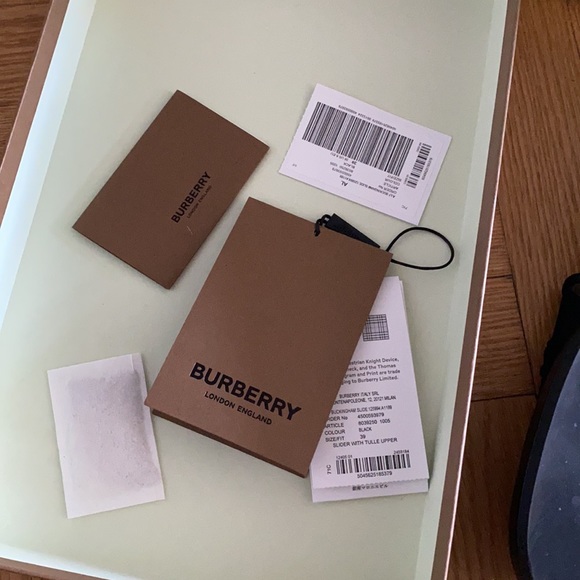 Burberry Embroidered Logo Mesh and Leather Slides - Picture 8 of 9